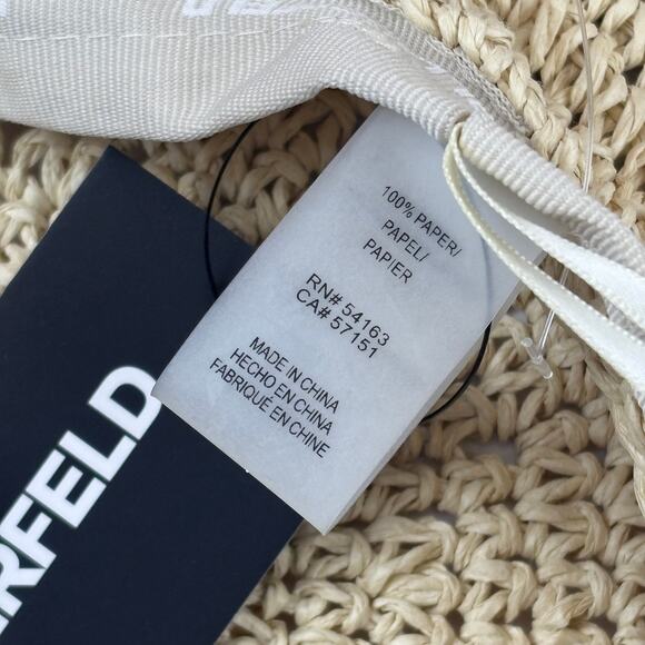 Karl Lagerfeld Paris Woven Straw French Girl Beret Cap Hat in Natural OS NWT - Picture 7 of 10